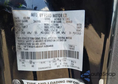 2009 Ford F-150 Xl/Xlt from USA, damaged, VIN 1FTRW14889FA86468